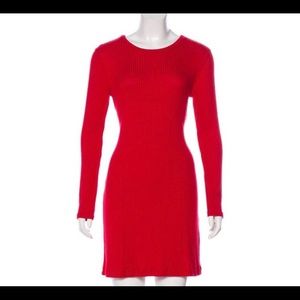 Reformation red ribbed knit dress